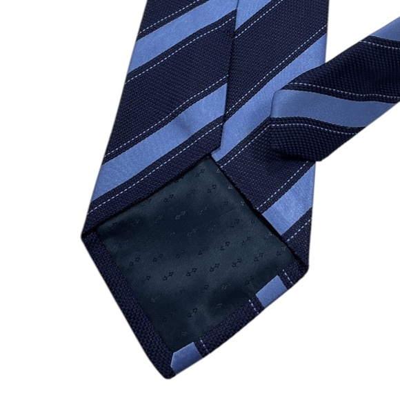 ANDREWS XL Navy/Blue Striped Silk LUXURY Tie ITALY - Picture 5 of 5